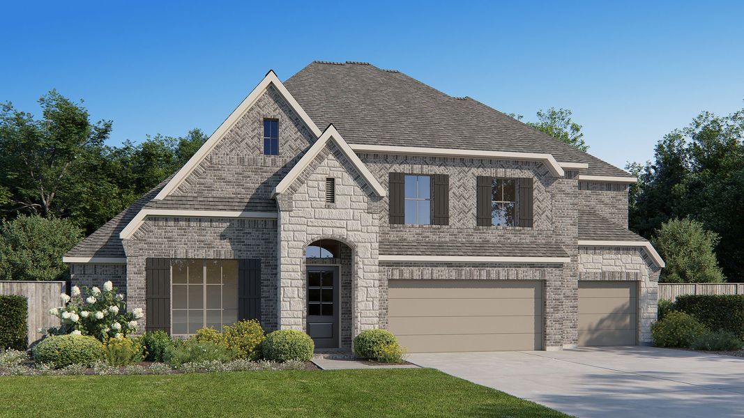 Representative exterior photo of a completed home built from the 4320W by Perry Homes in Legacy Prairie at Katy Court, Katy, TX (Image 4). Representative exterior photo of a completed home built from the 4320W by Perry Homes in Legacy Prairie at Katy Court, Katy, TX (Image 4).