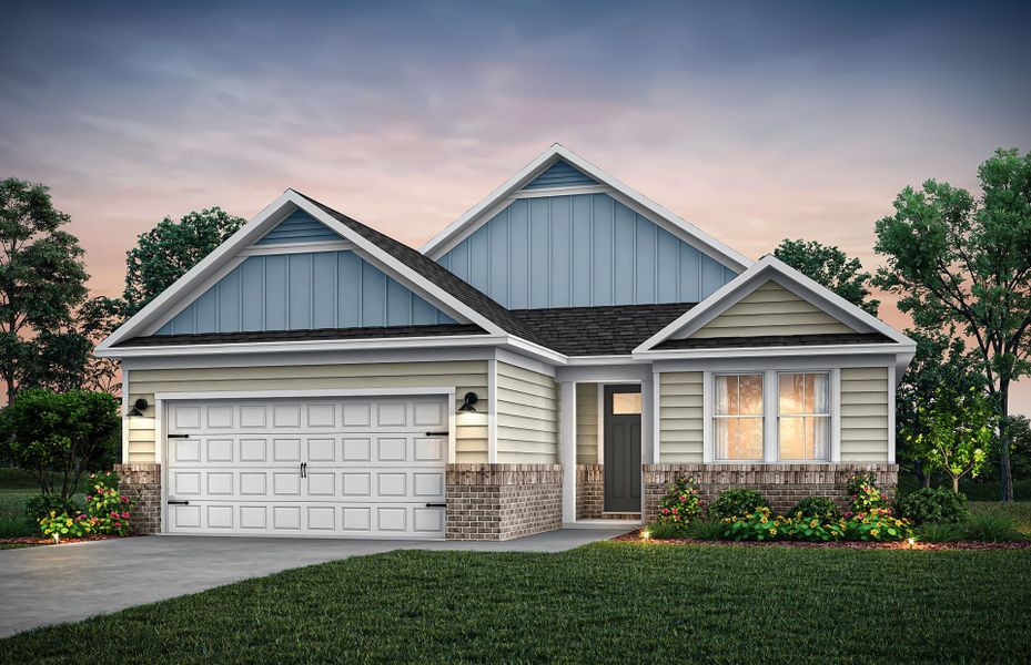 Front exterior of a new home in Sweetwater Hills, Moore, SC, highlighting curb appeal (Image 22).