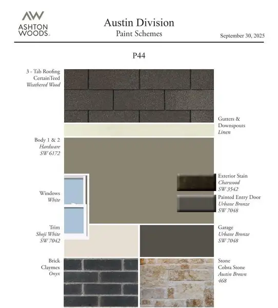 Sample of building materials used in homes in The Trails at Carmel, Pflugerville (Image 4).