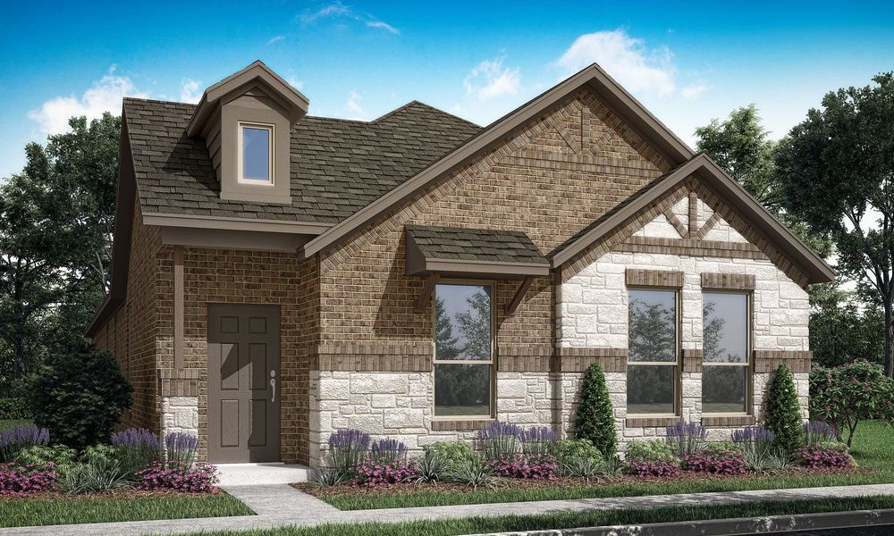 Representative exterior photo of a completed home built from the Sonata by Impression Homes in Redden Farms – Active Adult, Midlothian, TX (Image 6). Representative exterior photo of a completed home built from the Sonata by Impression Homes in Redden Farms – Active Adult, Midlothian, TX (Image 6).