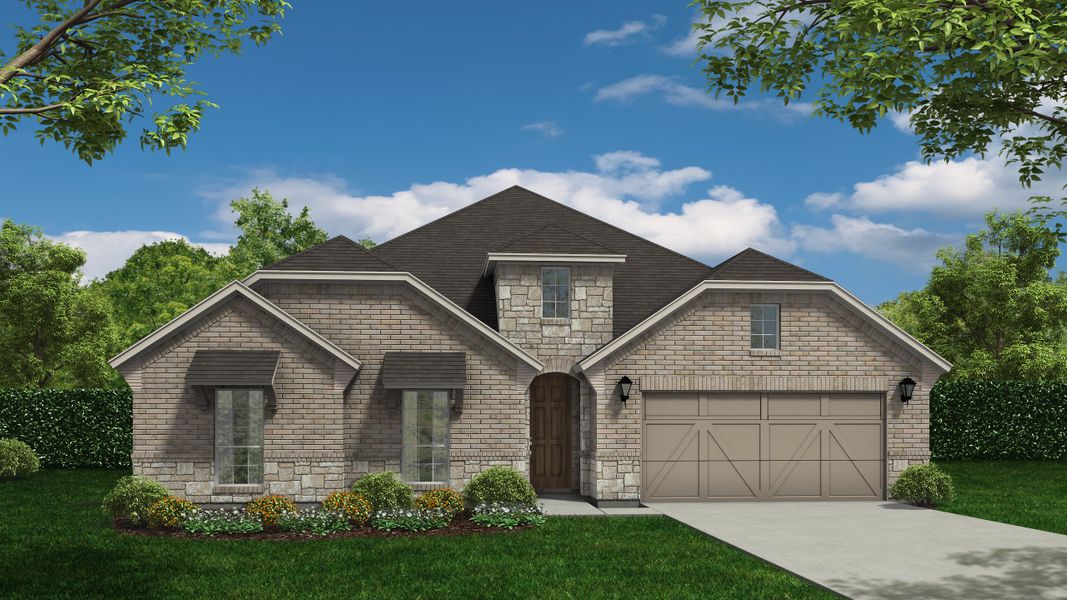 Plan 1683 Elevation B with Stone by American Legend Homes