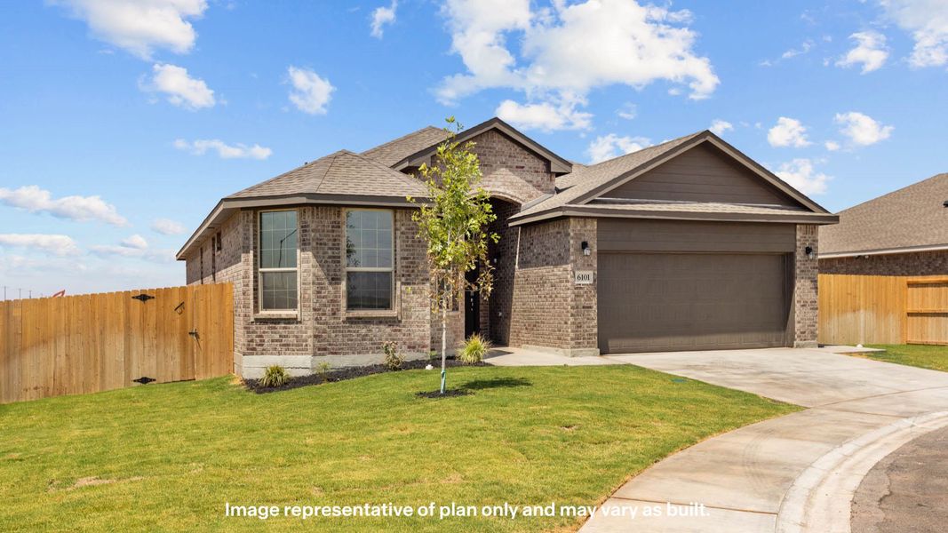 Front exterior of a new home in Mustang Ridge, Andrews, TX, highlighting curb appeal (Image 23).