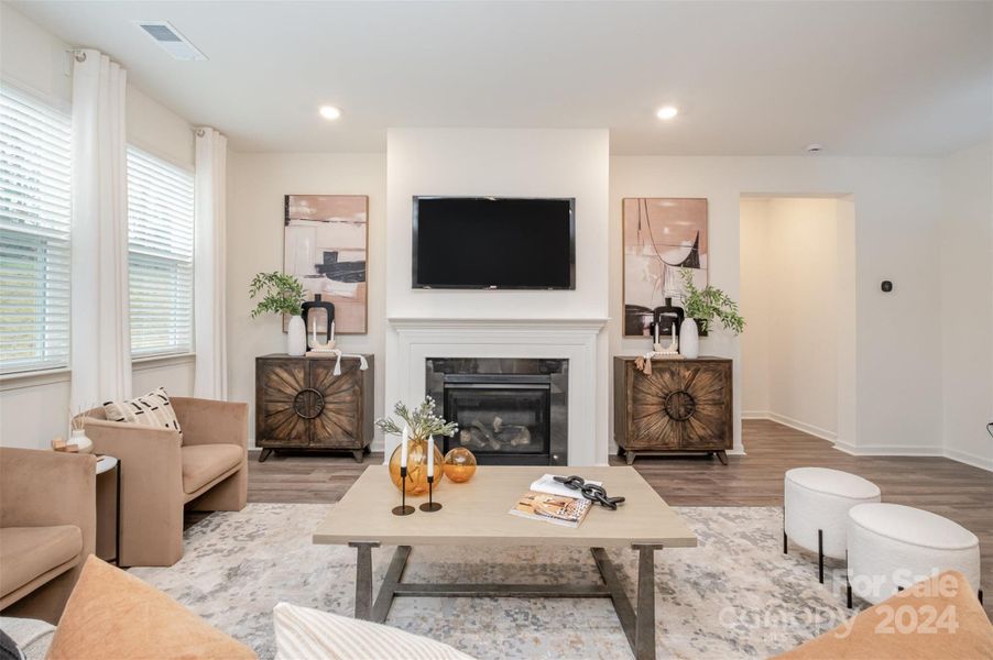 Inviting family room with gas fireplace