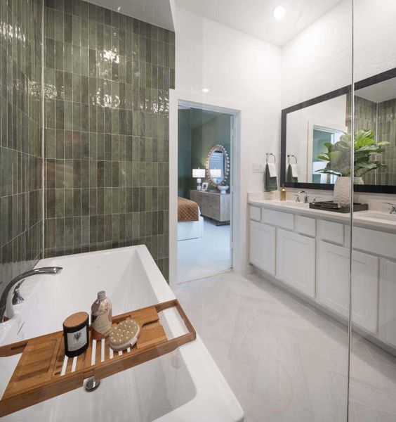 Furnished interior in a model home at Cross Creek Ranch: the City Series Collection in Fulshear (Image 27).