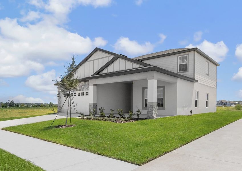 The Jasmine plan includes a covered front porch!