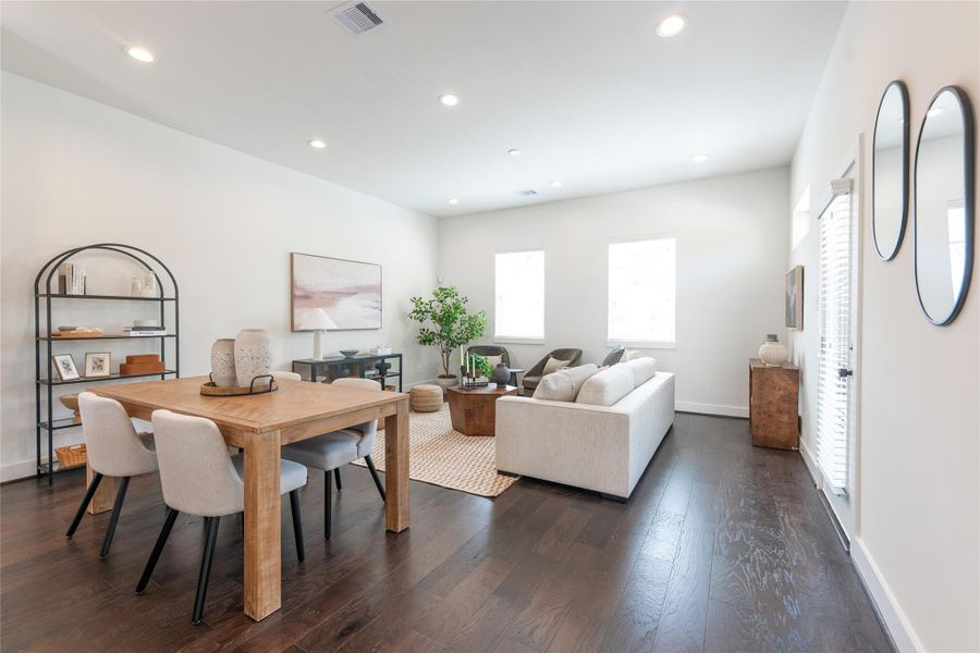 Open-concept first-floor living with abundant natural light