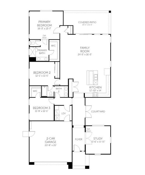 2D floor plan layout for the Helios - Single Family Homes by Dream Finders Homes in El Cidro, Goodyear, AZ (Image 5).