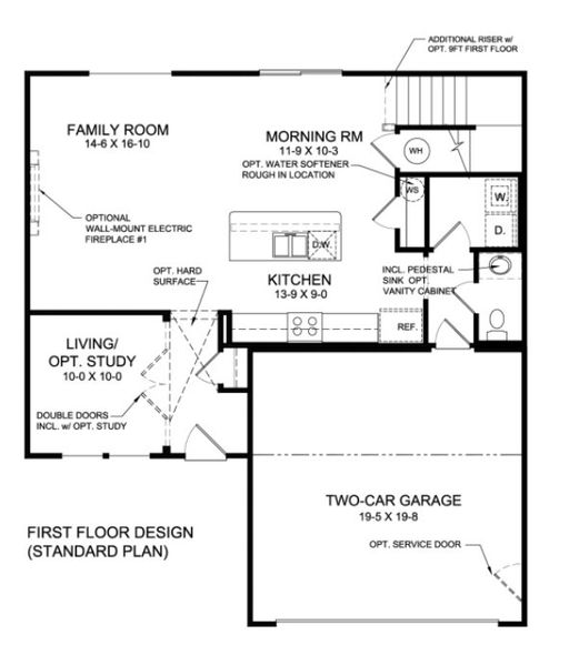 2D floor plan layout for the Wesley by Fischer Homes in Three Rivers, Euharlee, GA (Image 3).