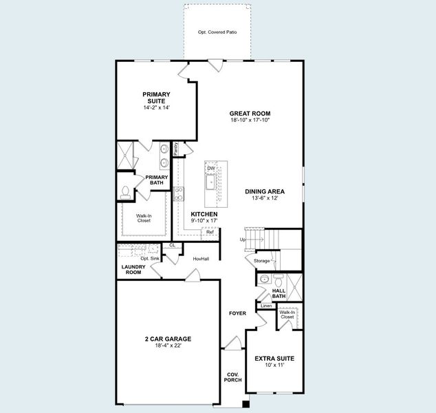 2D floor plan layout for the Tigris II by K. Hovnanian® Homes in Caldwell Lakes, Dallas, TX (Image 23). 2D floor plan layout for the Tigris II by K. Hovnanian® Homes in Caldwell Lakes, Dallas, TX (Image 23).