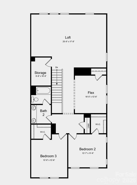Second Floor Plan - Additional highlights include: a walk-in shower with a built-in ledge in the primary bathroom