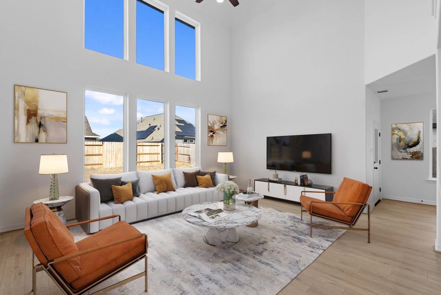 Gathering room. Sample product photo. Actual exterior and interior selections may vary by homesite. Photo may be virtually staged. Gathering room. Sample product photo. Actual exterior and interior selections may vary by homesite. Photo may be virtually staged.