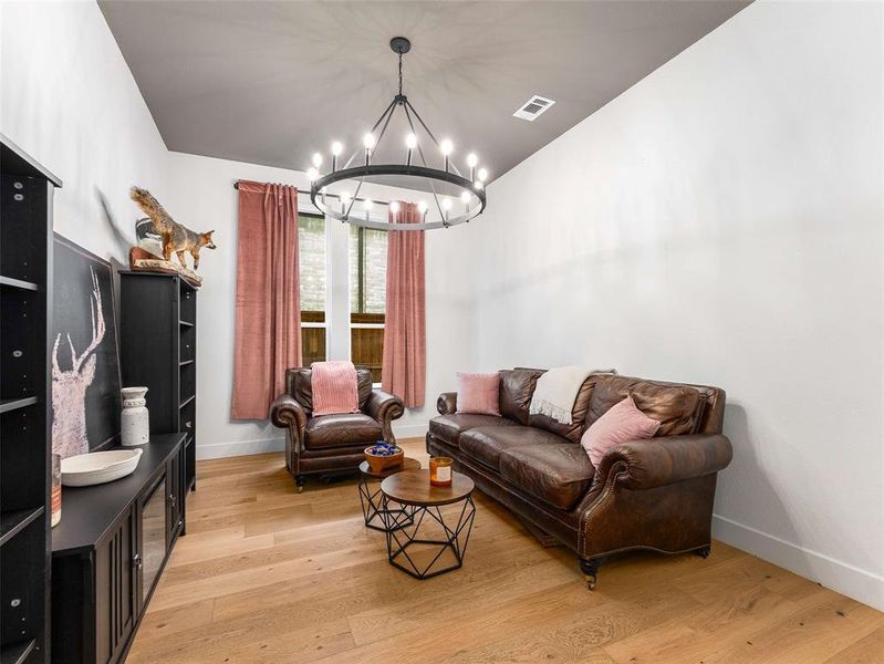 Formal dining room currently being used as a library.