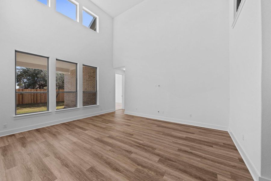 Family Room with soaring ceiling