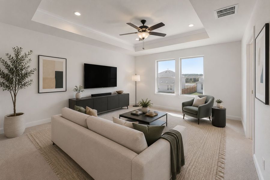 Furnished interior view inside a new home in Saddleback at Santa Rita Ranch, Liberty Hill (Image 15). Furnished interior view inside a new home in Saddleback at Santa Rita Ranch, Liberty Hill (Image 15).