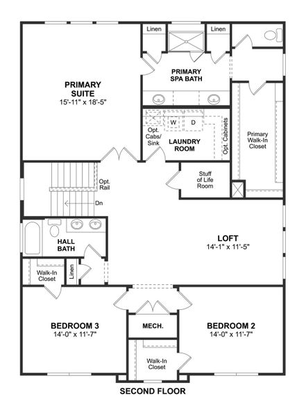 2D floor plan layout for the Wando by K. Hovnanian® Homes in Liberty Hill Farm, Mount Pleasant, SC (Image 5).
