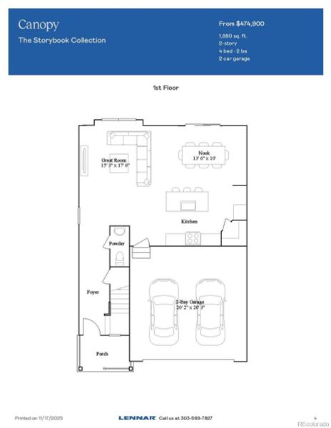 2D floor plan layout of this home in Muegge Farms: The Storybook Collection, Bennett, CO (Image 2).
