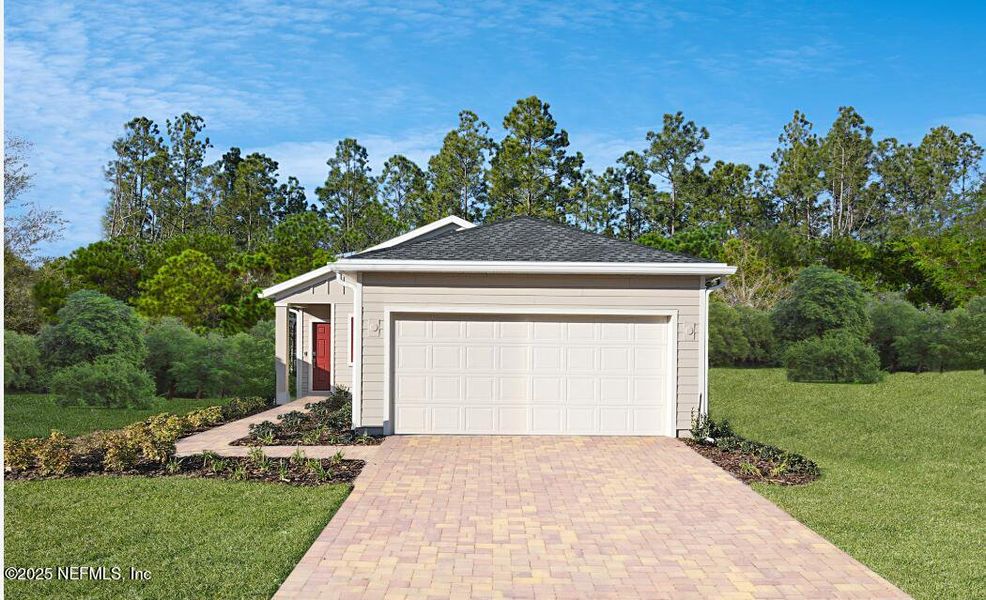 Front exterior of a new home in Stillwater | Active Adult 55+: Stillwater (40s) - Royal Collection, St. Johns, FL, highlighting curb appeal (Image 14). Front exterior of a new home in Stillwater | Active Adult 55+: Stillwater (40s) - Royal Collection, St. Johns, FL, highlighting curb appeal (Image 14).