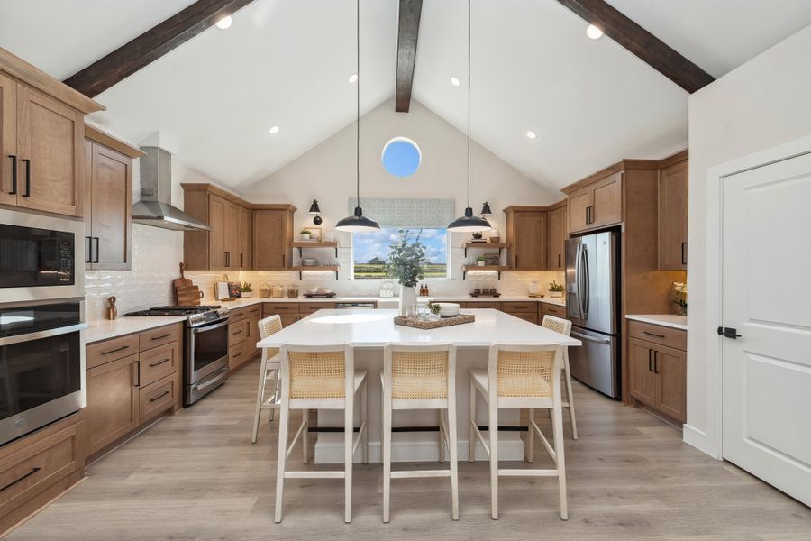 Kitchen with pendant lights