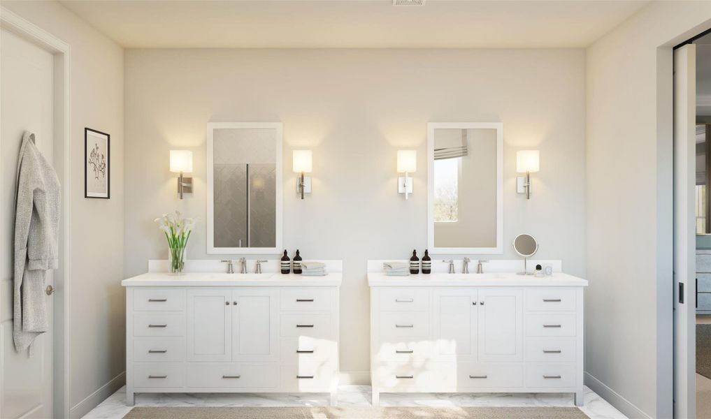 Relaxing primary bath (*Artist rendering used for illustration purposes only.) Relaxing primary bath (*Artist rendering used for illustration purposes only.)