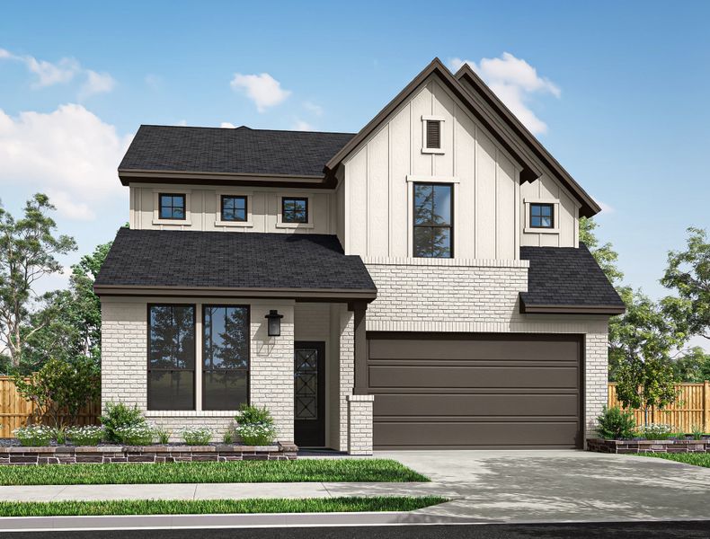 Representative exterior photo of a completed home built from the Hawk by Tri Pointe Homes in Oakhill Reserve, Tomball, TX (Image 21). Representative exterior photo of a completed home built from the Hawk by Tri Pointe Homes in Oakhill Reserve, Tomball, TX (Image 21).