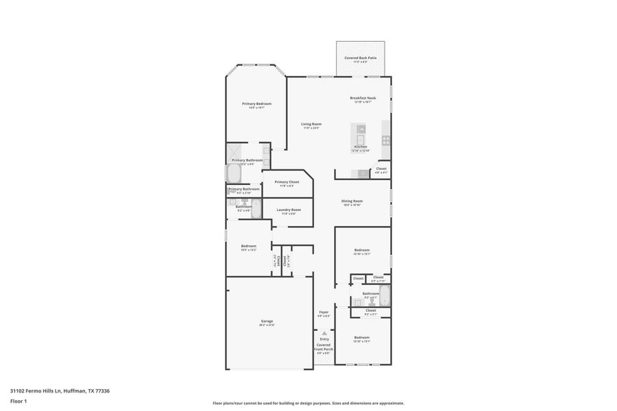 2D floor plan layout of this home in Riviera Pines - Classic Series, Huffman, TX (Image 5). 2D floor plan layout of this home in Riviera Pines - Classic Series, Huffman, TX (Image 5).