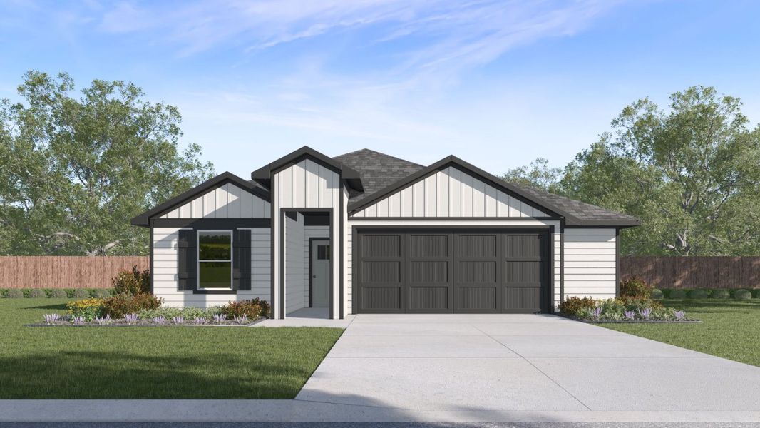 Representative exterior photo of a completed home built from the The Harris by D.R. Horton in Paramount, Kyle, TX (Image 22).