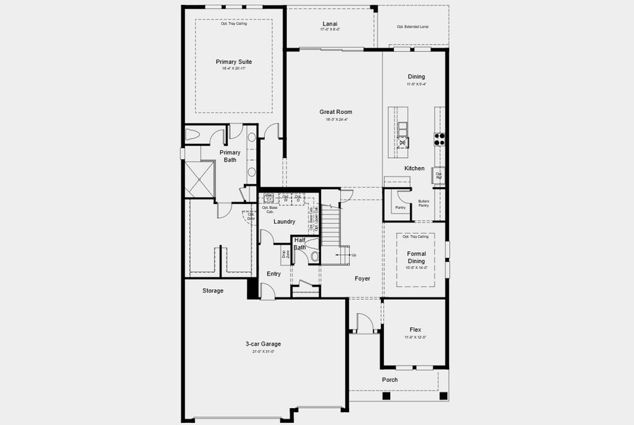 2D floor plan layout for the Saint Lucia by Taylor Morrison in Hillcrest, San Antonio, FL (Image 4).
