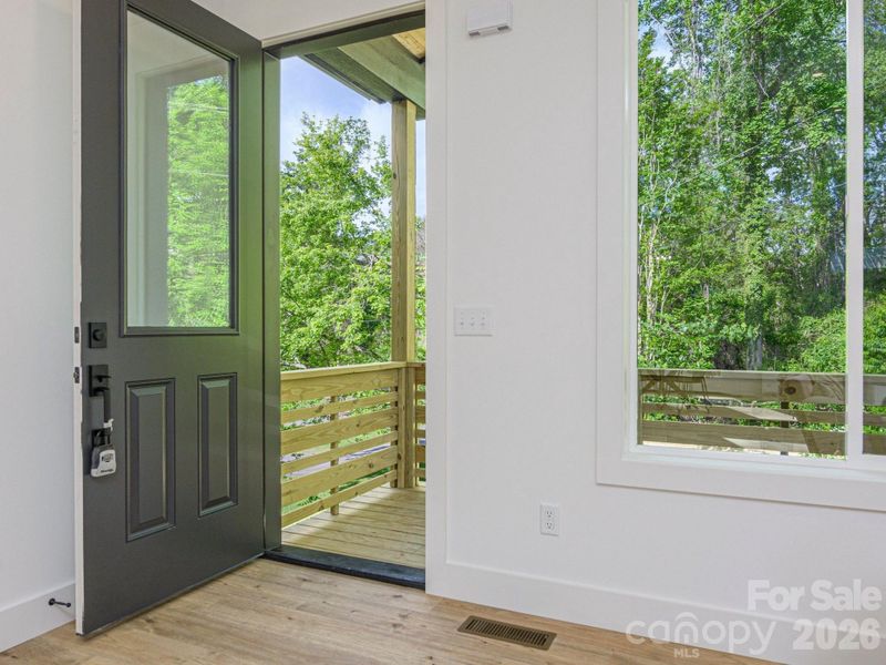 Exterior details and patio area of a home in , Asheville (Image 27).