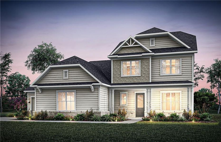 Front exterior of a new home in Traditions of Braselton, Hoschton, GA, highlighting curb appeal (Image 23).