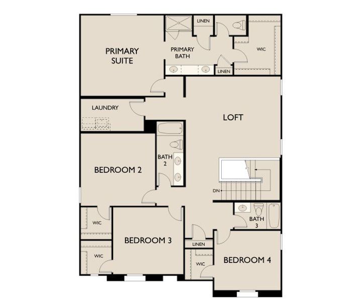 2D floor plan layout for the Daisy by Ashton Woods in Estrella Crossing, Laveen, AZ (Image 5).