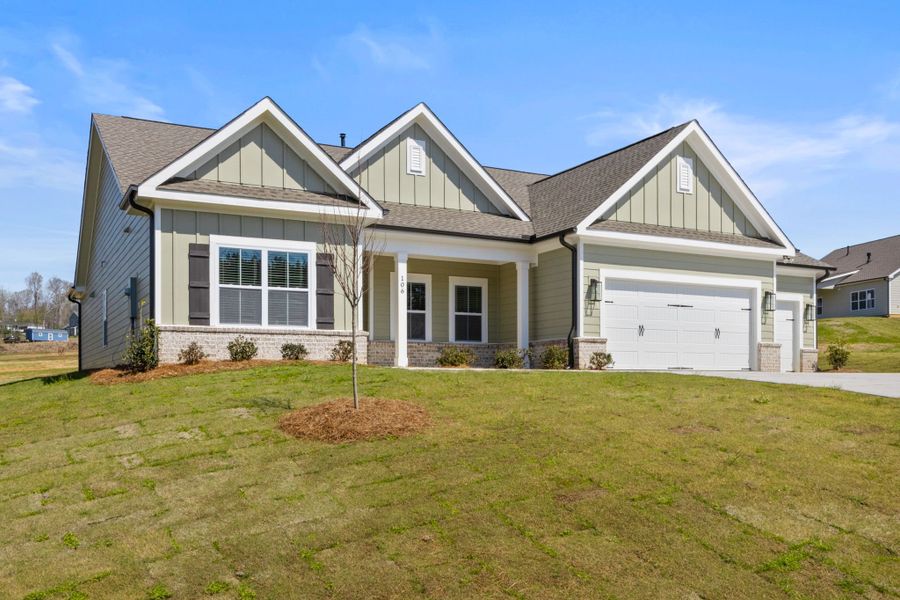 Front exterior of a new home in Cherokee Knoll, Williamston, SC, highlighting curb appeal (Image 2). Front exterior of a new home in Cherokee Knoll, Williamston, SC, highlighting curb appeal (Image 2).