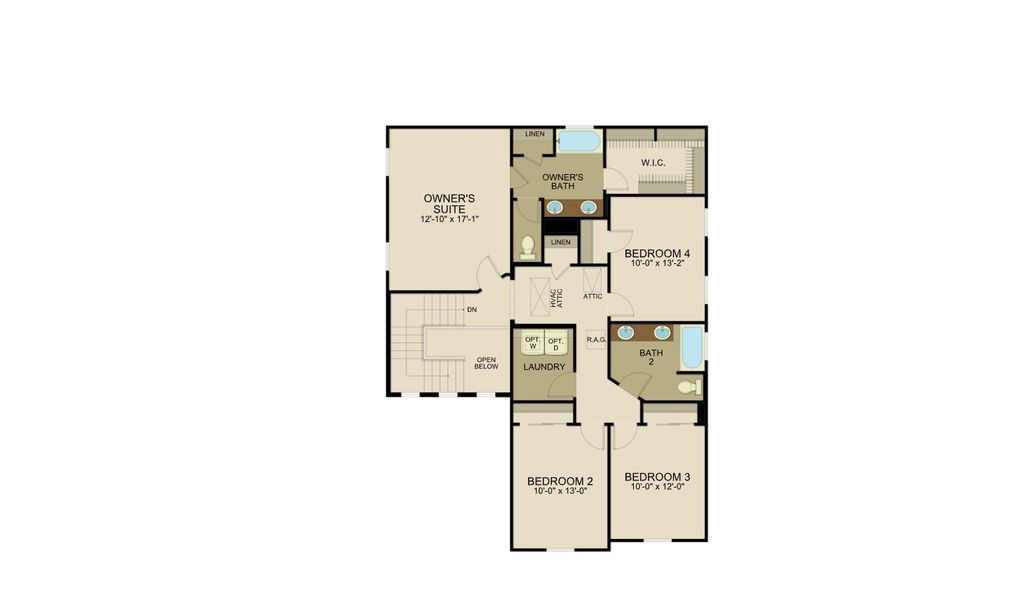 2D floor plan layout for the Winfield by View Homes in Desert Breeze, Horizon City, TX (Image 4).