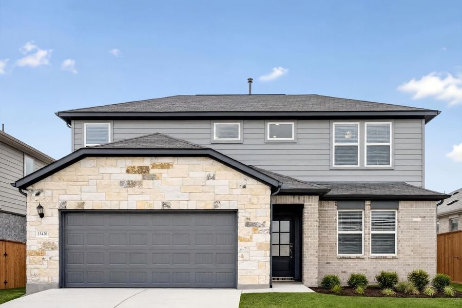 Representative exterior photo of a completed home built from the Robin by Taylor Morrison in Longview, Del Valle, TX (Image 21).