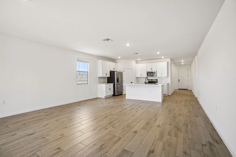 Great room and kitchen Great room and kitchen