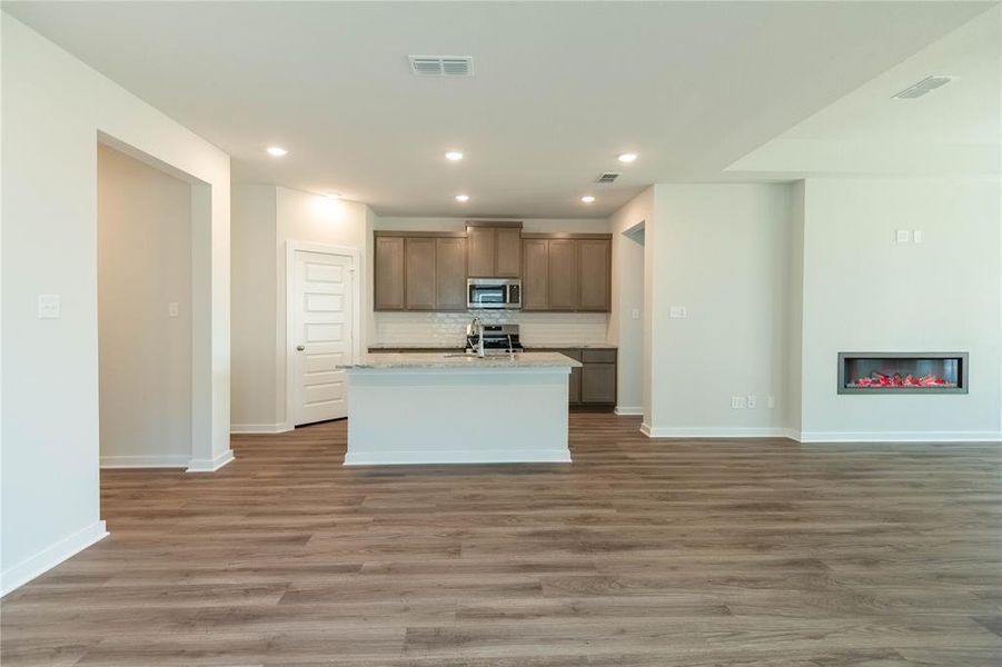 A glimpse of the kitchen from the dining room