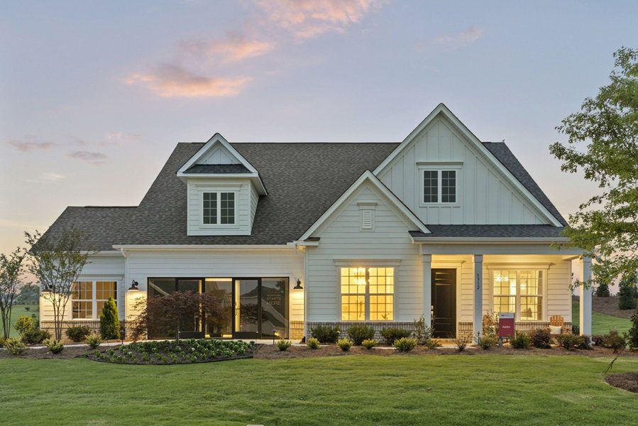 Representative exterior photo of a completed home built from the Ashlyn by Taylor Morrison in Allburn, Concord, NC (Image 7). Representative exterior photo of a completed home built from the Ashlyn by Taylor Morrison in Allburn, Concord, NC (Image 7).