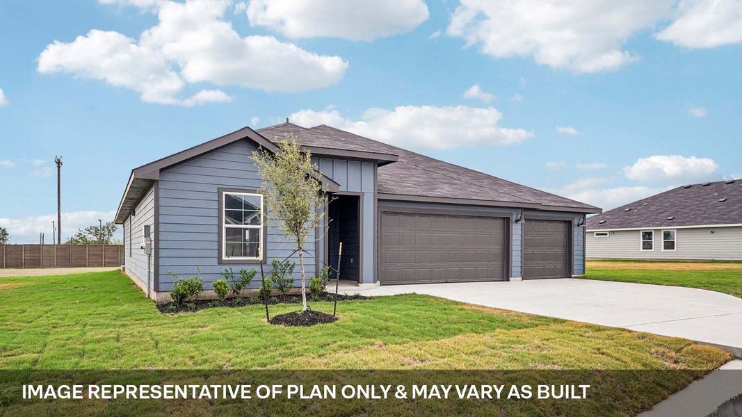 Representative exterior photo of a completed home built from the The Courtland by D.R. Horton in Railhead, Cedar Creek, TX (Image 15).