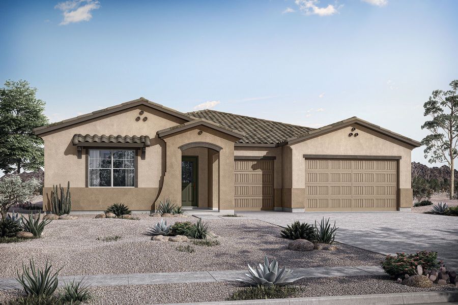 Representative exterior photo of a completed home built from the Kelly by Mattamy Homes in Empire Pointe, Queen Creek, AZ (Image 24).
