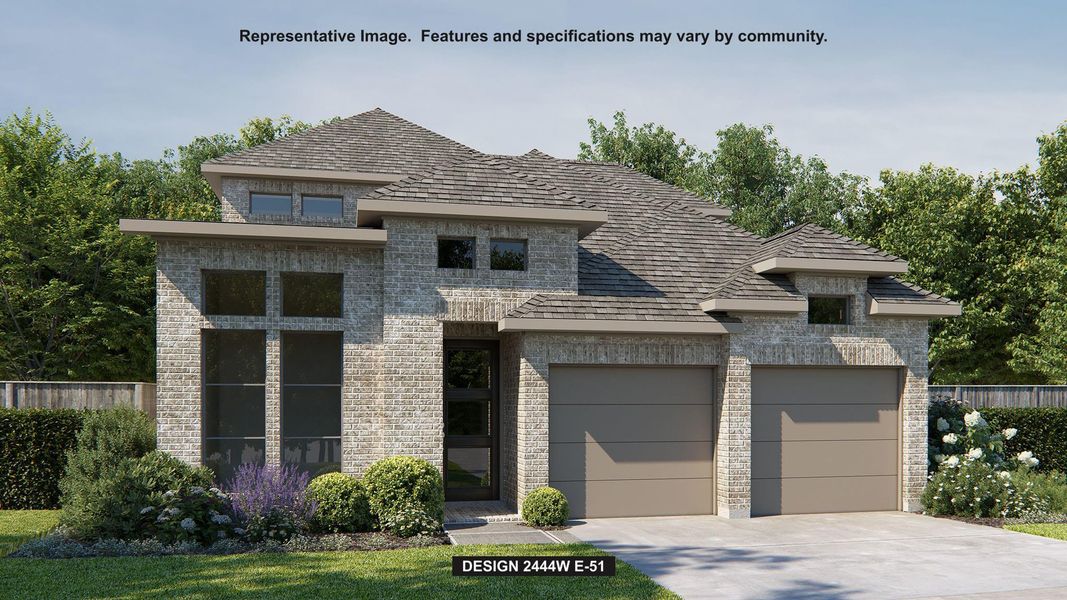 Front exterior of a new home in Walden Creek, Conroe, TX, highlighting curb appeal (Image 1). Front exterior of a new home in Walden Creek, Conroe, TX, highlighting curb appeal (Image 1).