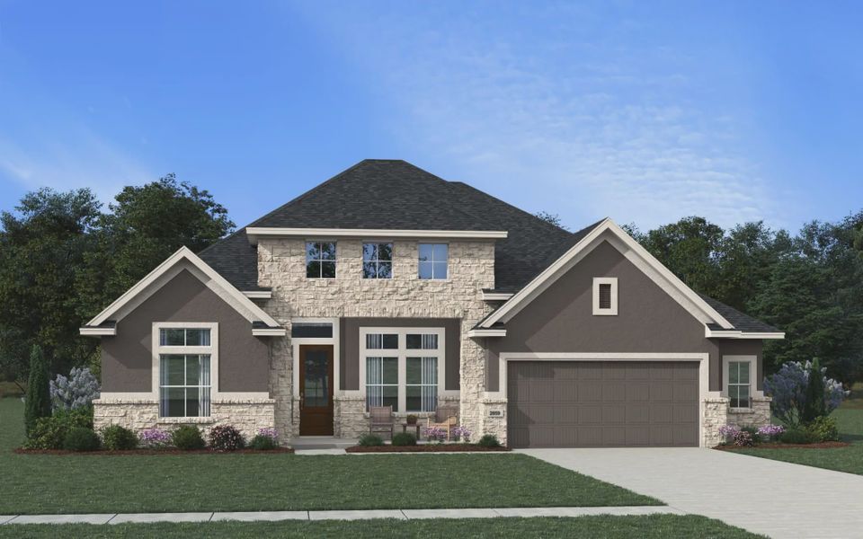 Representative exterior photo of a completed home built from the Asheville by Chesmar Homes in Prominence 60's, San Antonio, TX (Image 6).