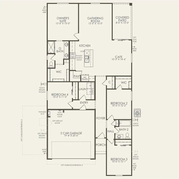 2D floor plan layout of this home in Festival Foothills, Buckeye, AZ (Image 4).
