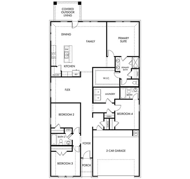 2D floor plan layout of this home in Lakeside Meadows, Pflugerville, TX (Image 3).