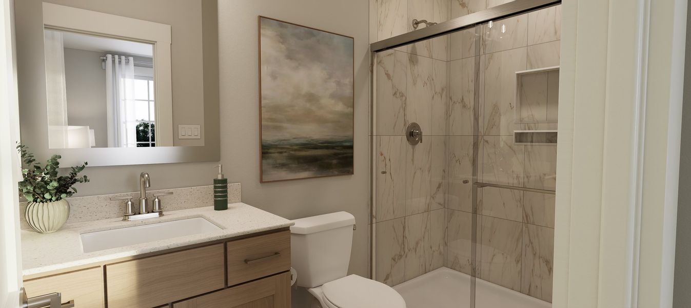 Representative furnished interior of a home built from the Atlas End Unit by Baker Residential in Atwater Station - Midtown Collection, Fuquay Varina (Image 26).