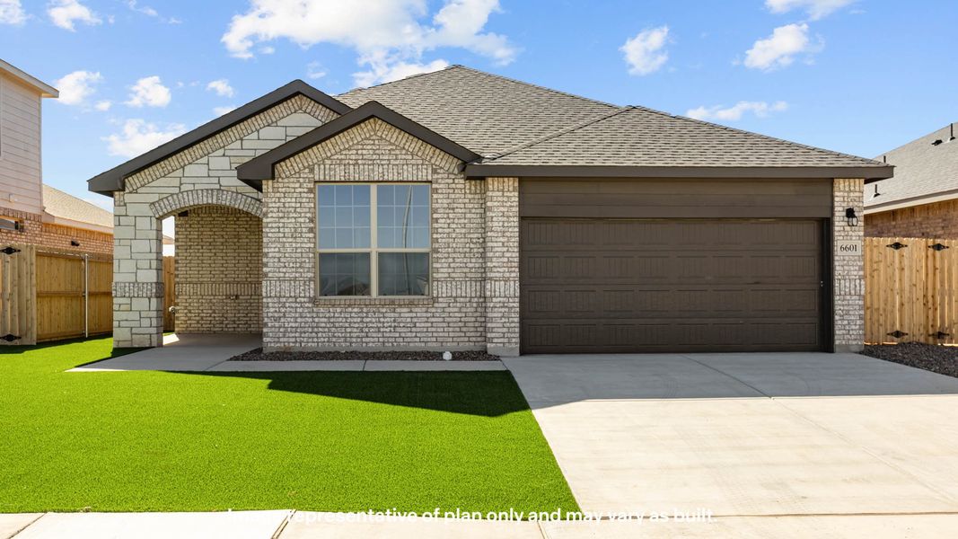 Front exterior of a new home in Legacy South, Midland, TX, highlighting curb appeal (Image 1). Front exterior of a new home in Legacy South, Midland, TX, highlighting curb appeal (Image 1).