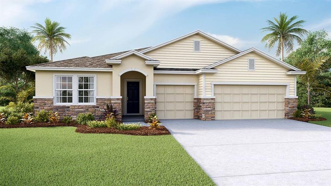 Front exterior of a new home in Waterford, Brooksville, FL, highlighting curb appeal (Image 1). Front exterior of a new home in Waterford, Brooksville, FL, highlighting curb appeal (Image 1).