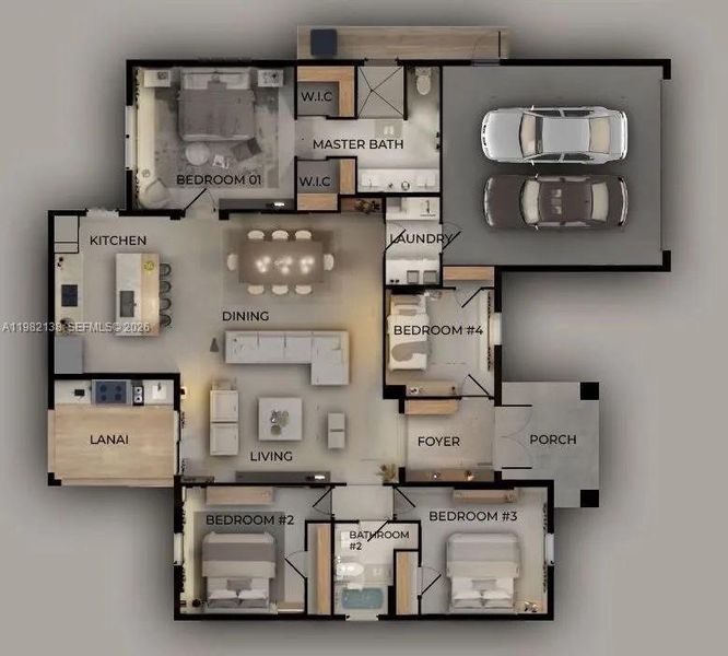 2D floor plan layout of this home in , Cape Coral, FL (Image 4).