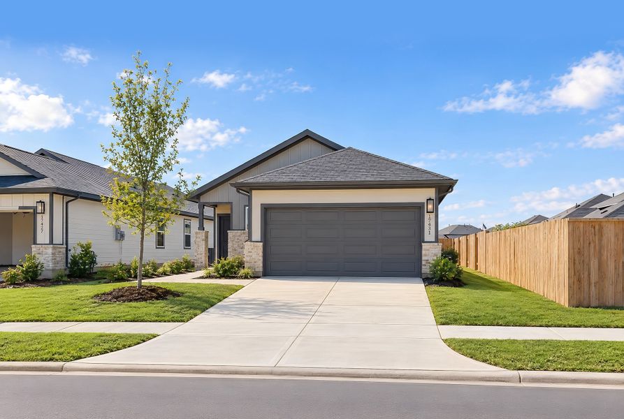Front exterior of a new home in Hockley Meadows, Hockley, TX, highlighting curb appeal (Image 13). Front exterior of a new home in Hockley Meadows, Hockley, TX, highlighting curb appeal (Image 13).