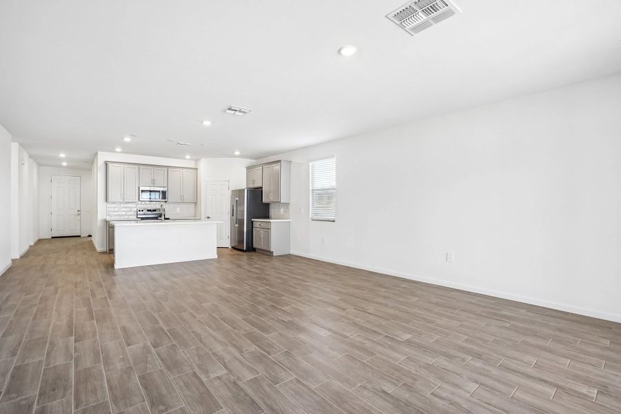 Great room and kitchen Great room and kitchen
