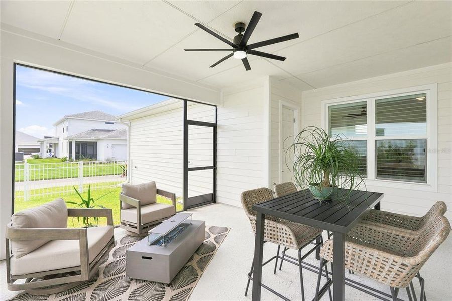 Exterior details and patio area of a home in SeaFlower – Bungalow Homes, Bradenton (Image 4).