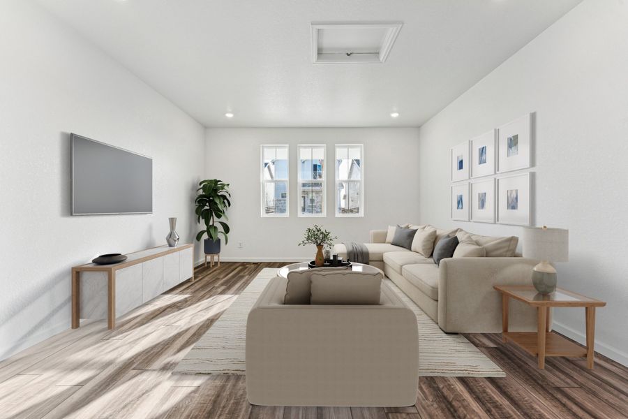 Furnished interior view inside a new home in The Aurora Highlands, Aurora (Image 7).